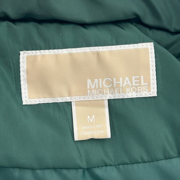 Michael Kors Hunter Green Quilted Puffer Vest Women’s M Gold Zip - Picture 4 of 6